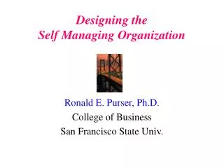 Designing the Self Managing Organization