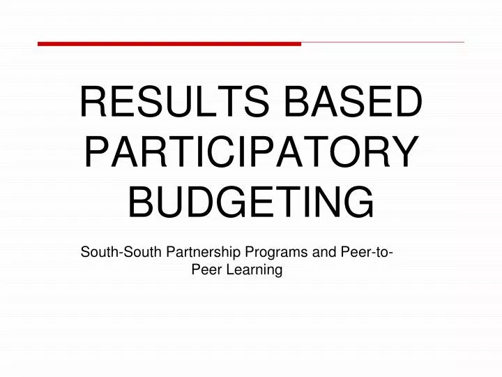 results based participatory budgeting