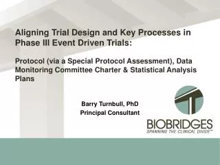 Barry Turnbull, PhD Principal Consultant