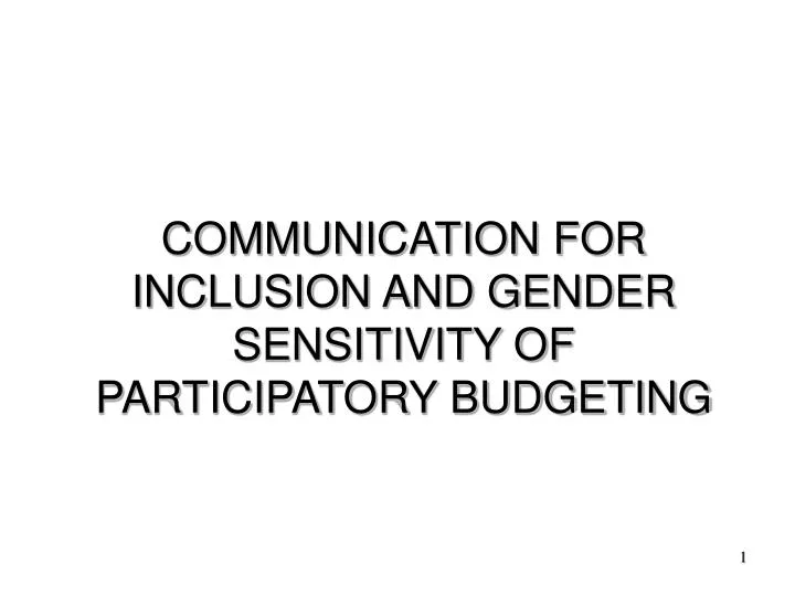communication for inclusion and gender sensitivity of participatory budgeting