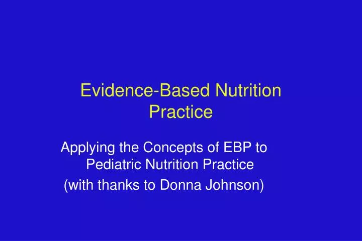 evidence based nutrition practice