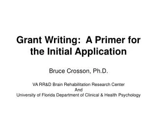Grant Writing: A Primer for the Initial Application