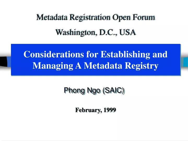 considerations for establishing and managing a metadata registry