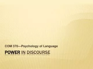Power in discourse