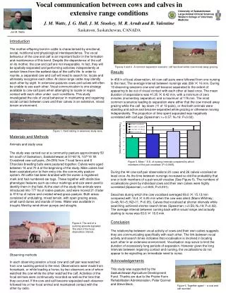 Vocal communication between cows and calves in extensive range conditions J. M. Watts, J. G. Hall, J. M. Stookey, M. R.