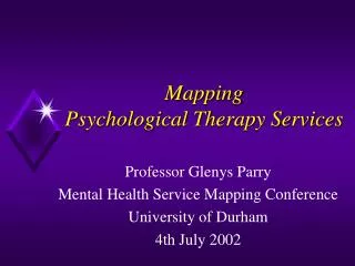 Mapping Psychological Therapy Services