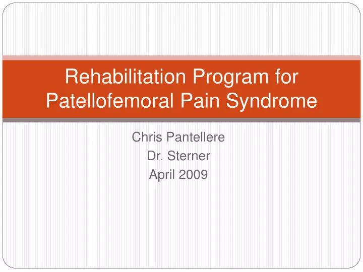 rehabilitation program for patellofemoral pain syndrome