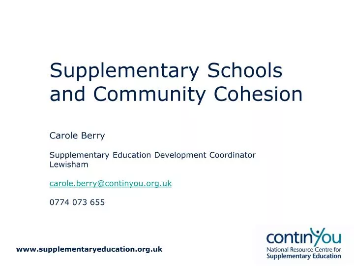 supplementary schools and community cohesion