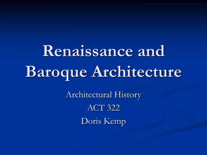 renaissance and baroque architecture