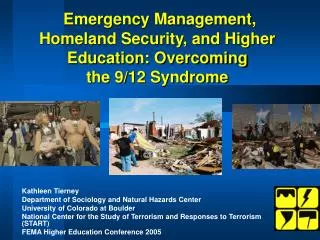 Emergency Management, Homeland Security, and Higher Education: Overcoming the 9/12 Syndrome