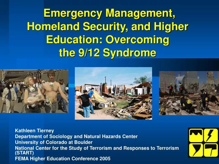 emergency management homeland security and higher education overcoming the 9 12 syndrome