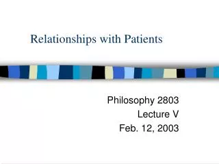 Relationships with Patients