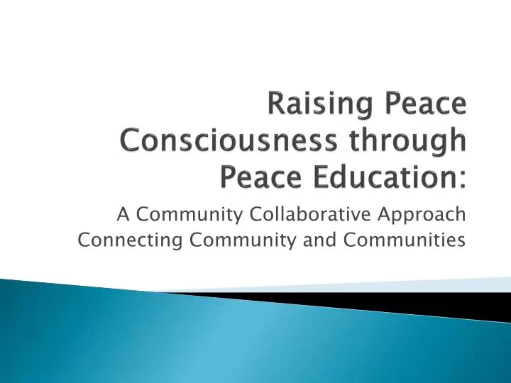 raising peace consciousness through peace education