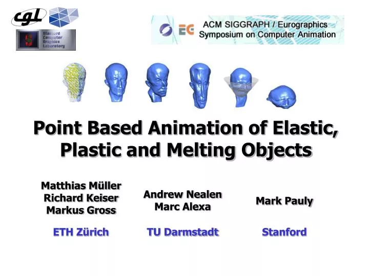 point based animation of elastic plastic and melting objects