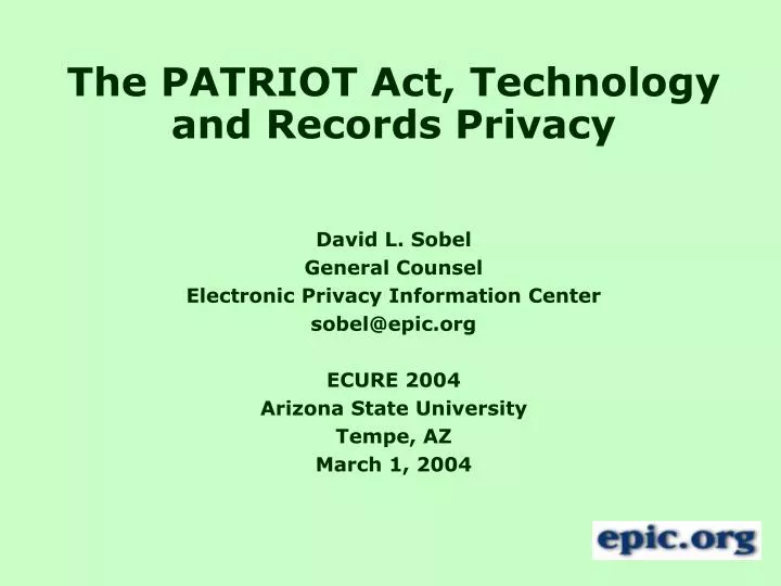 the patriot act technology and records privacy