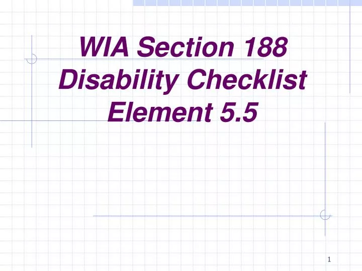 wia section 188 disability checklist element 5 5
