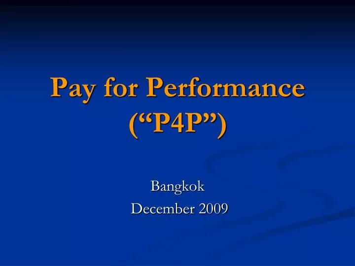 pay for performance p4p