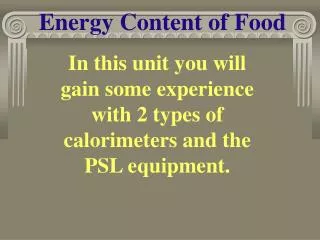 energy content of food