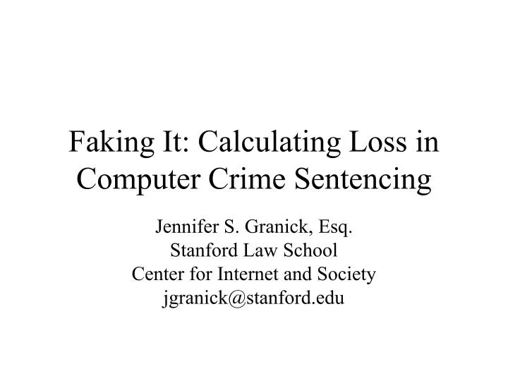 faking it calculating loss in computer crime sentencing