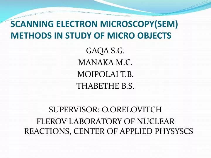 scanning electron microscopy sem methods in study of micro objects