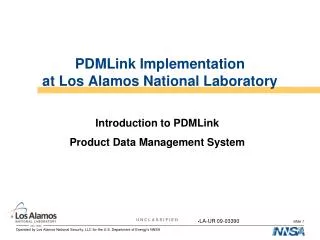 PDMLink Implementation at Los Alamos National Laboratory