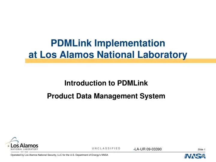 pdmlink implementation at los alamos national laboratory
