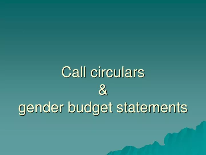 call circulars gender budget statements