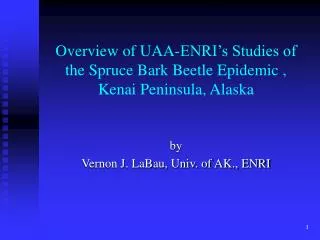 Overview of UAA-ENRI’s Studies of the Spruce Bark Beetle Epidemic , Kenai Peninsula, Alaska