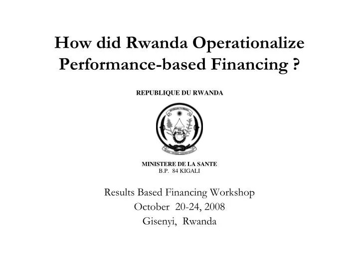 how did rwanda operationalize performance based financing