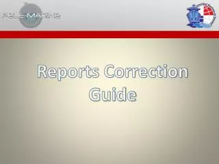 Reports Correction Guide