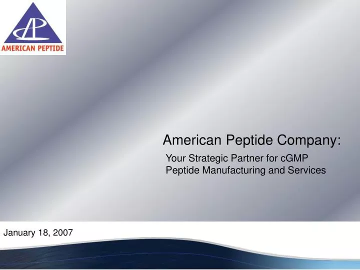 your strategic partner for cgmp peptide manufacturing and services