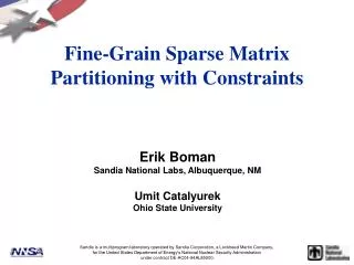 Fine-Grain Sparse Matrix Partitioning with Constraints