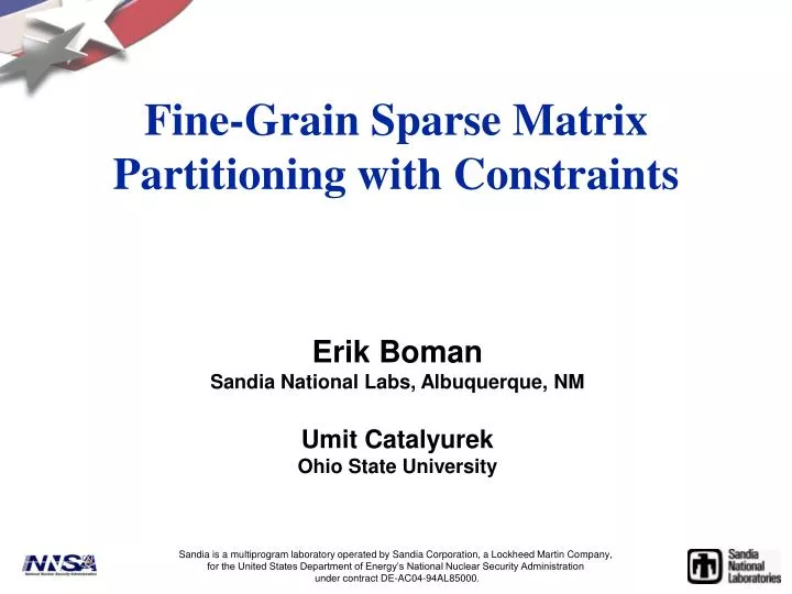 fine grain sparse matrix partitioning with constraints