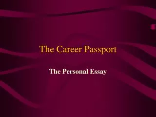 The Career Passport