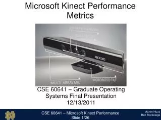 CSE 60641 – Microsoft Kinect Performance Slide 1/26