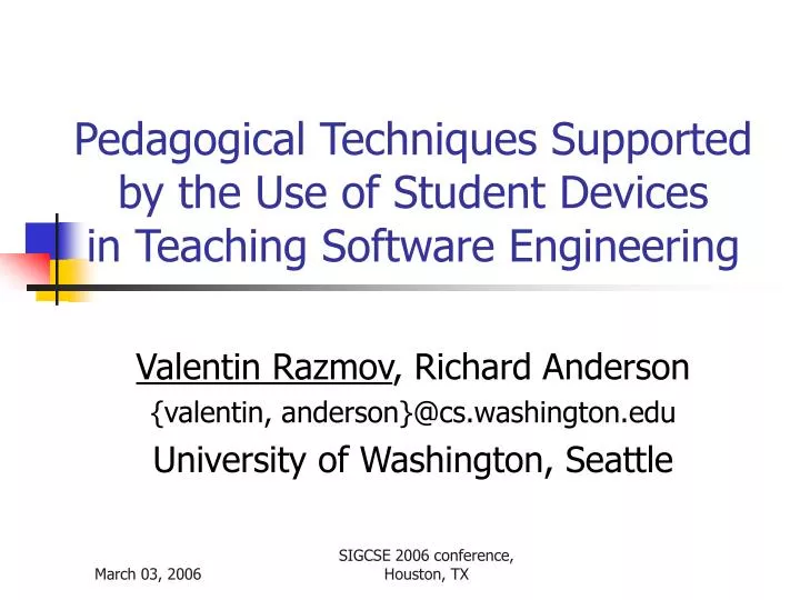 pedagogical techniques supported by the use of student devices in teaching software engineering