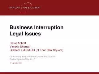 Business Interruption Legal Issues