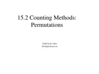 15.2 Counting Methods: Permutations