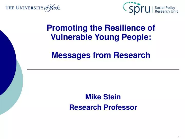 promoting the resilience of vulnerable young people messages from research