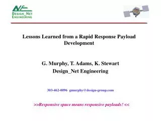 Lessons Learned from a Rapid Response Payload Development