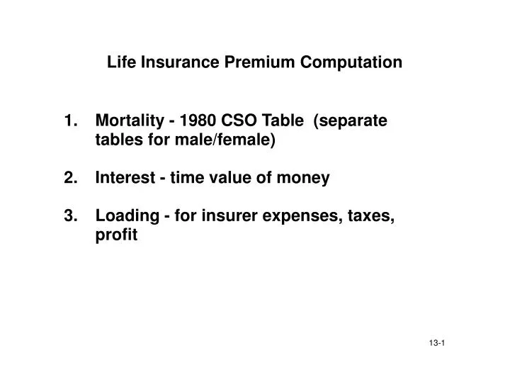 life insurance premium computation