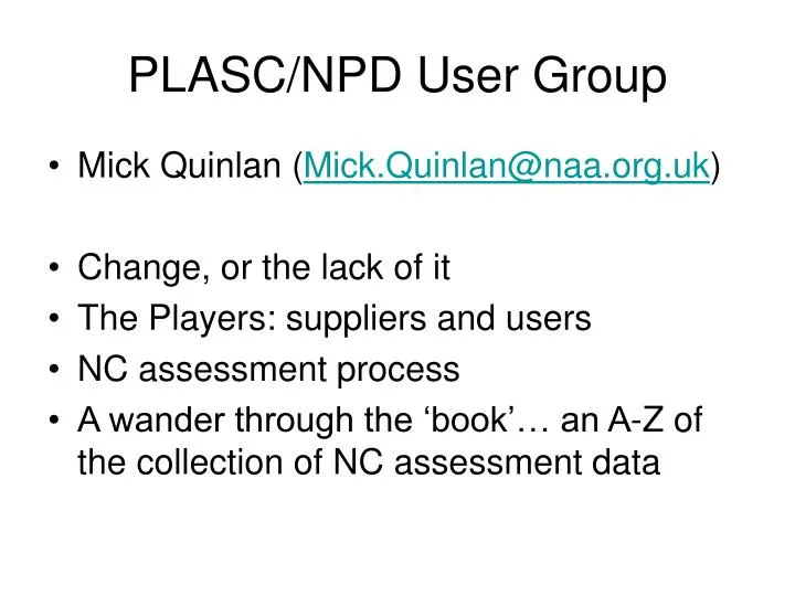 plasc npd user group