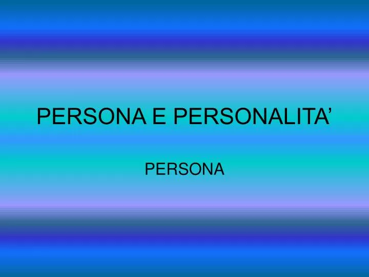 persona e personalita