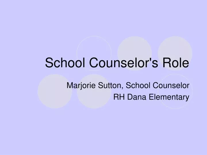 school counselor s role