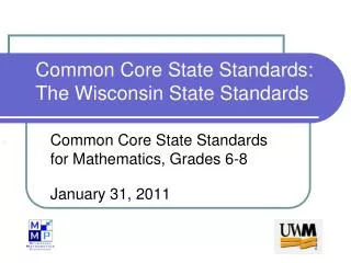 Common Core State Standards: The Wisconsin State Standards