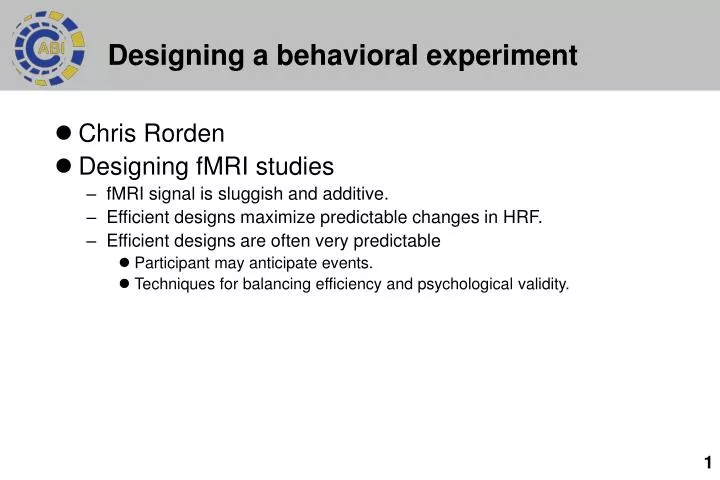 designing a behavioral experiment