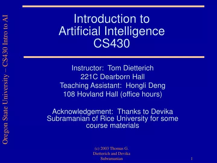 introduction to artificial intelligence cs430