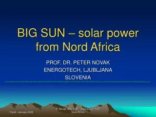 BIG SUN – solar power from Nord Africa