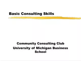 Basic Consulting Skills