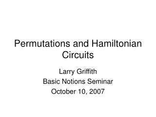 Permutations and Hamiltonian Circuits